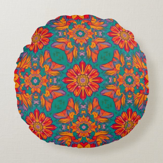 Colorful Flower Shape Throw Pillow Case (Front)
