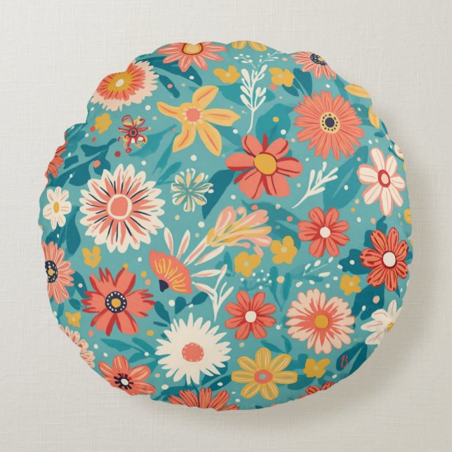 Colorful Flower Shape Throw Pillow Case (Front)