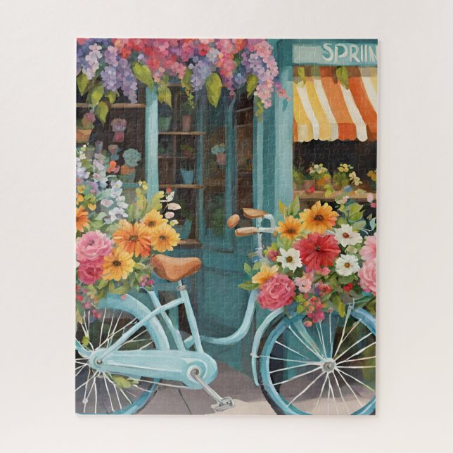 Colorful Flower Shop with Bike Puzzle (Vertical)