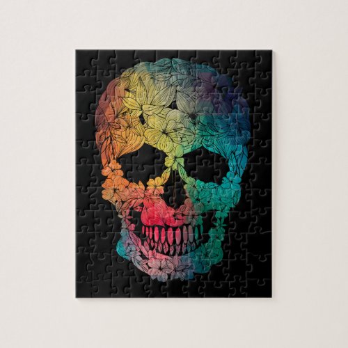 Colorful Flower Skull Jigsaw Puzzle