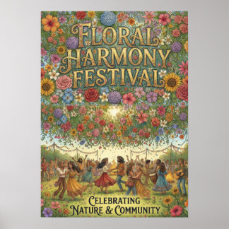 Colorful Flower Sky Party – Joyful Nature & Humans Poster