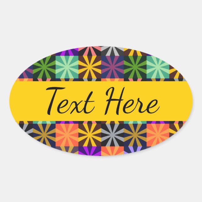 Colorful Flower Star Pattern Oval Sticker (Front)