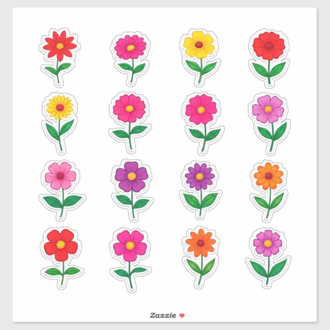 Colorful Flower Sticker Set (Sheet)