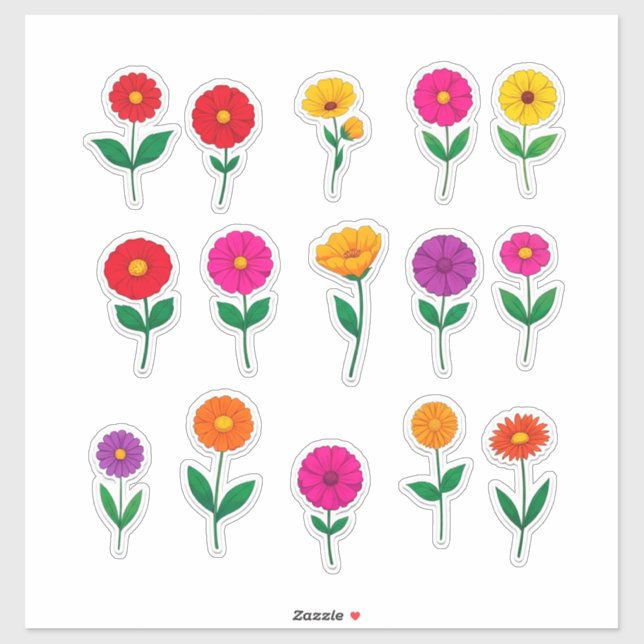 Colorful Flower Sticker Set (Sheet)