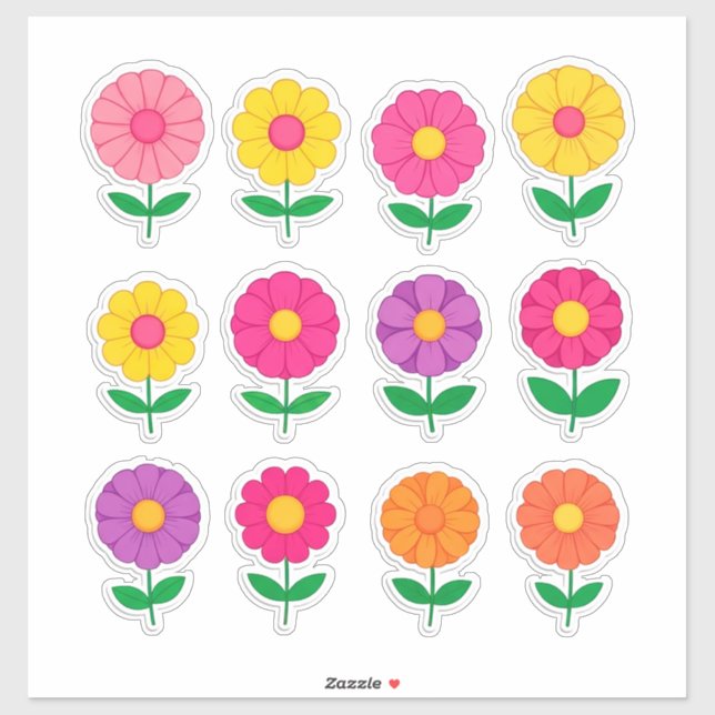 Colorful Flower Sticker Set (Sheet)