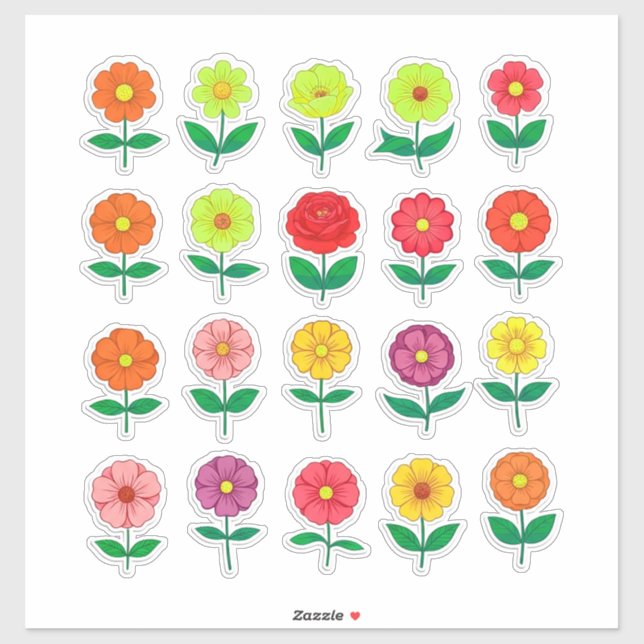 Colorful Flower Sticker Set (Sheet)