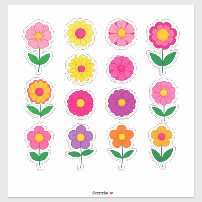 Colorful Flower Sticker Set (Sheet)