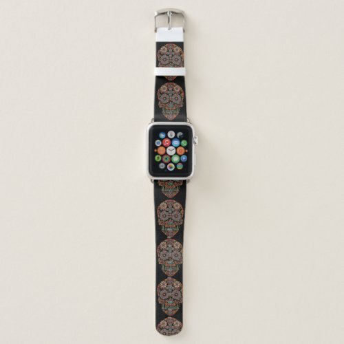 Colorful Flower Sugar Skull Apple Watch Band