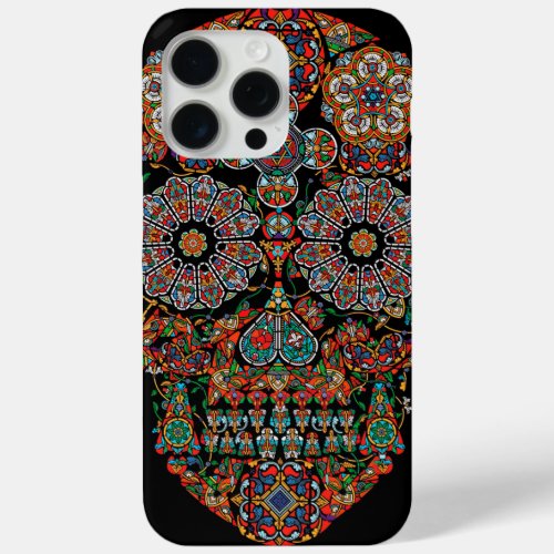 Colorful Flower Sugar Skull iPhone 15 Pro Max Case