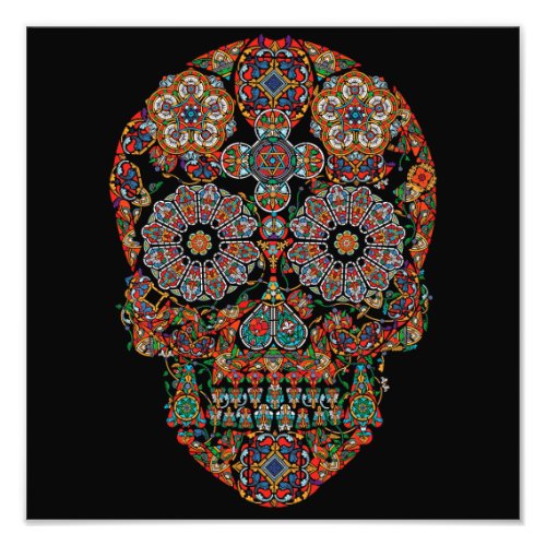 Colorful Flower Sugar Skull Photo Print