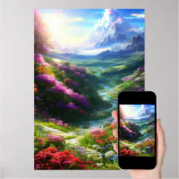 Colorful Flower Valley with Lazy Stream Poster