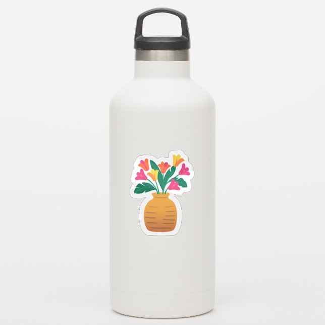Colorful Flower Vase Bouquet Sticker (Waterbottle)