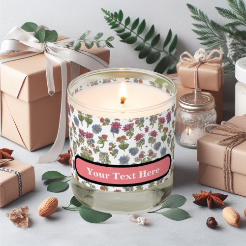 Colorful Flower White Background Scented Candle