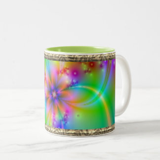 Colorful Flower With Ribbons Two-Tone Coffee Mug