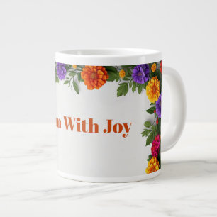 Colorful Flower Wreath With Dahlias And Marigolds Giant Coffee Mug