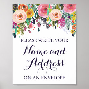 Colorful Flower Write Your Name Address Envelope Poster