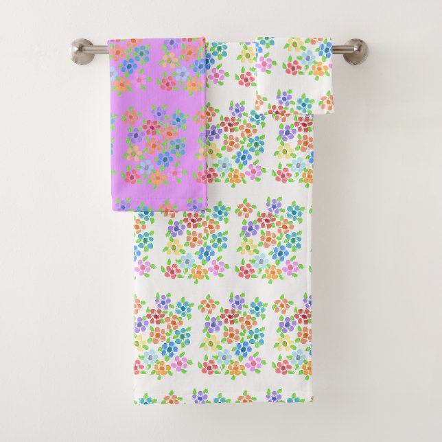 Colorful Flowered Towel Set (Insitu)