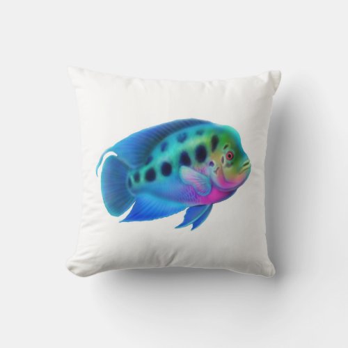 Colorful Flowerhorn Cichlid Fish Pillow