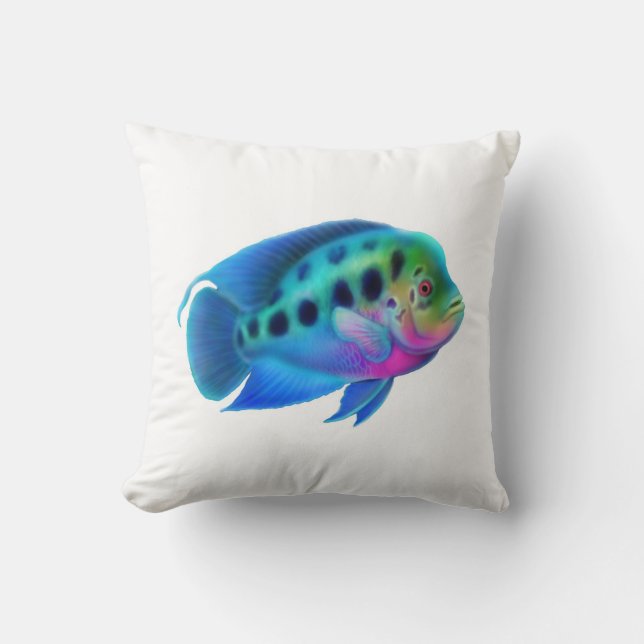 Colorful Flowerhorn Cichlid Fish Pillow (Front)