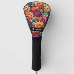 Colorful Flowering Cactus Personalized Golf Head Cover