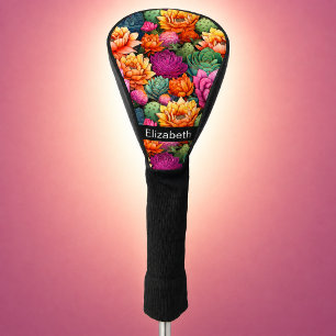 Colorful Flowering Cactus Personalized Golf Head Cover