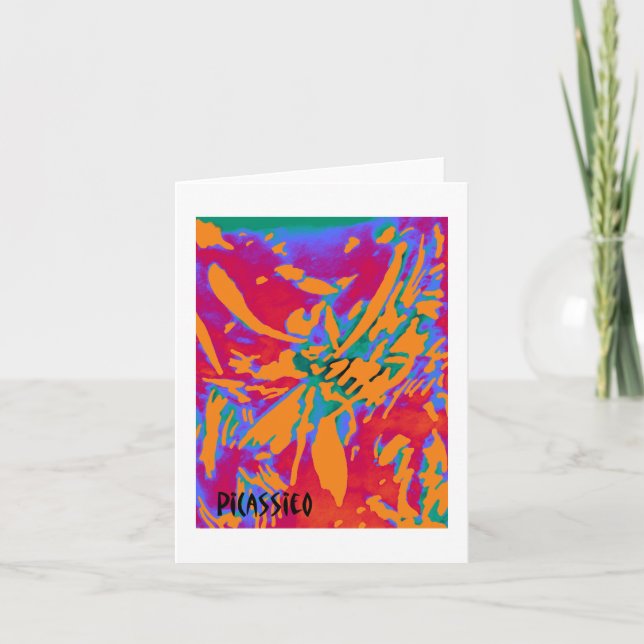 Colorful Flowerlike Abstract Art Note Card (Front)