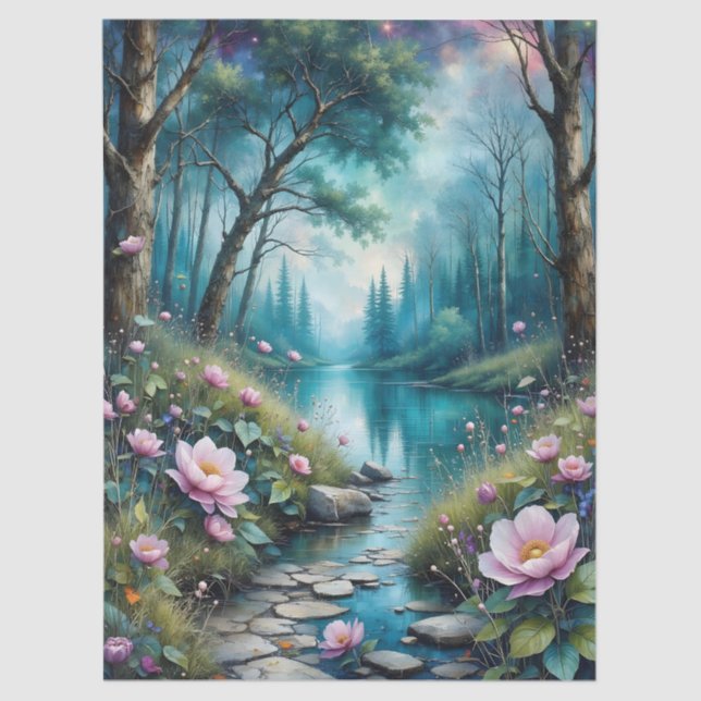 Colorful flowers a Stream and Wild Nature Tissue Paper (Front)