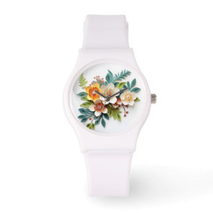 Colorful Flowers Abstract Watch