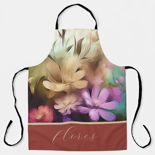 Colorful Flowers All-Over Print Apron (Front)