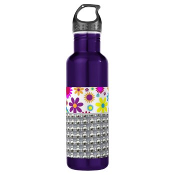 Colorful Flowers And Beads Stainless Steel Water Bottle by LeFlange at Zazzle