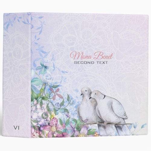 Colorful Flowers And Birds 3 Ring Binder