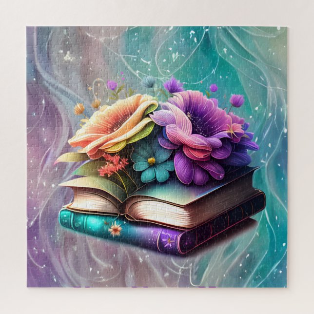 Colorful Flowers and Books Jigsaw Puzzle (Vertical)