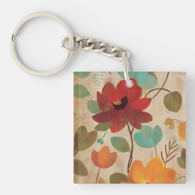 Colorful Flowers and Buds Keychain (Front)