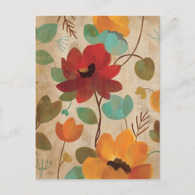 Colorful Flowers and Buds Postcard (Front)