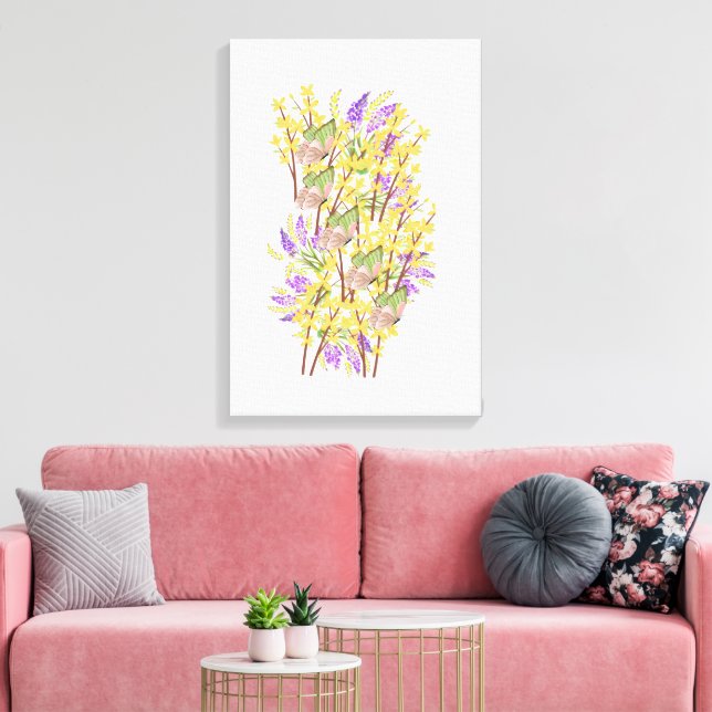 Colorful Flowers and Butterflies Canvas Print (Insitu(LivingRoom))