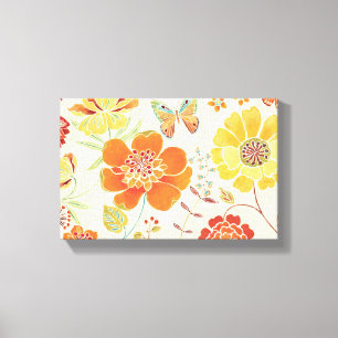 Colorful Flowers and Butterflies Canvas Print