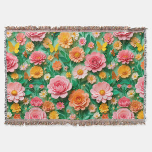 Colorful Flowers And Butterflies For Cozy Decor 🦋 Throw Blanket