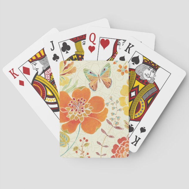 Colorful Flowers and Butterflies Poker Cards (Back)