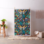 Colorful flowers and butterflies seamless pattern fabric