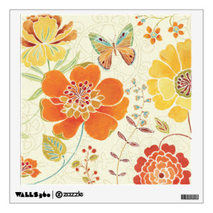 Colorful Flowers and Butterflies Wall Decal