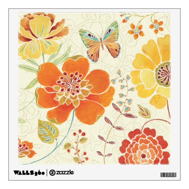 Colorful Flowers and Butterflies Wall Decal (Front)