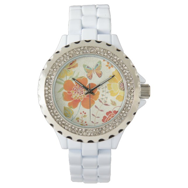 Colorful Flowers and Butterflies Watch (Front)