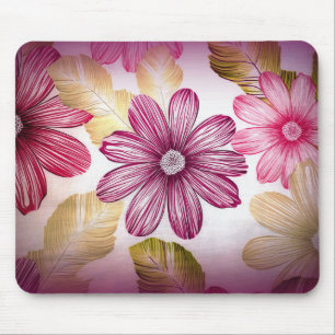 Colorful Flowers And Leafs Mouse Pad