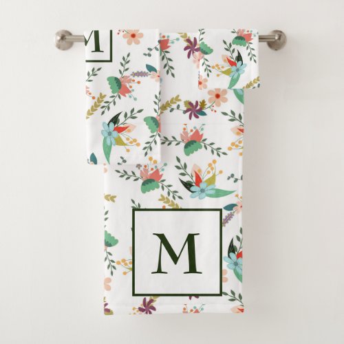 Colorful Flowers And Leaves Bath Towel Set