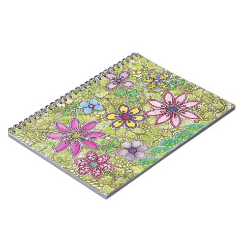Colorful Flowers and Leaves Notebook