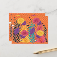 colorful flowers and leaves on a black background