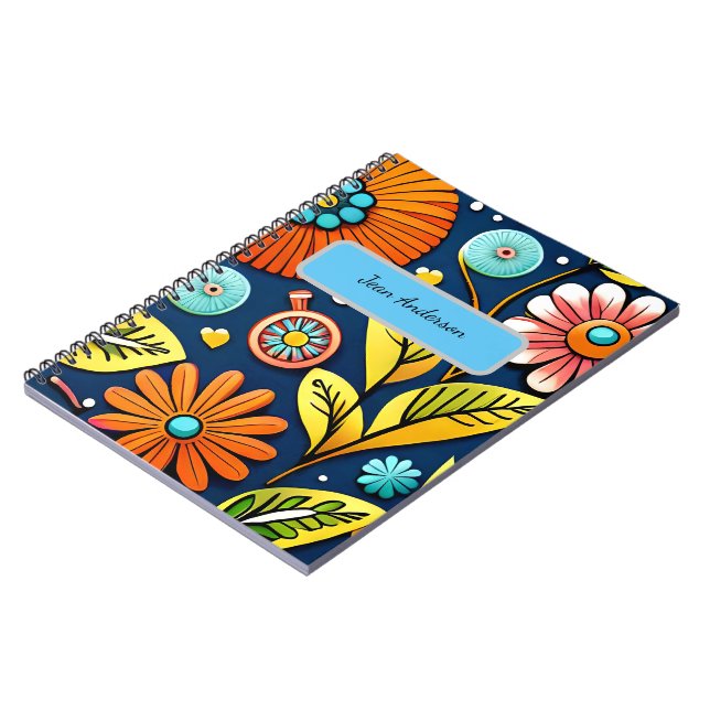Colorful flowers and leaves Spiral Photo Notebook (Left Side)