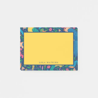 Colorful Flowers and Parrots Post-it Notes