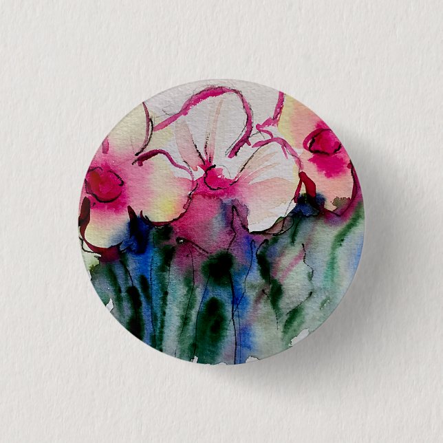 Colorful Flowers Art Button (Front)