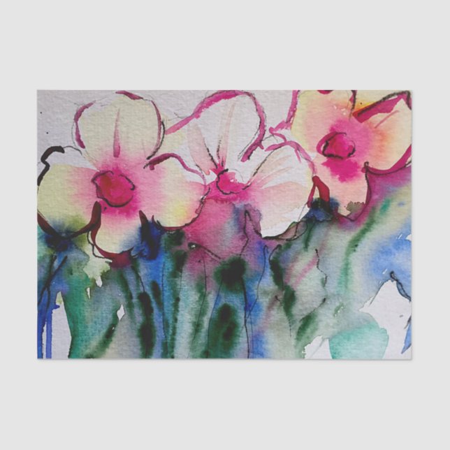 Colorful Flowers Art Tissue Paper (Front)
